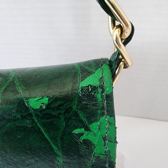 Subissati Green Leather Crossbody Croc Embossed Made in Italy READ DESCRIPTION - Picture 3 of 16